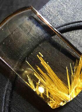 天然水晶巴西原矿金发晶板钛晶顺发猫眼平安无事牌吊坠项链45g夸