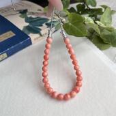 天然台湾莫莫粉珊瑚s925银手串项链7.2mm原色momo有机宝石阿卡速