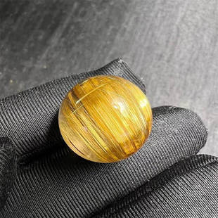 天然水晶金发晶巴西板钛晶猫眼单珠配珠转运珠吊坠项链18.4mm邮