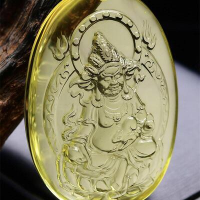 收藏级加大号天然巴西原矿黄水晶手工财神吊坠毛衣链用两款85g即