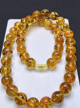 天然俄料原矿花珀塔链吊坠女款项链14mm67.3克无优化无烤色琥珀秀