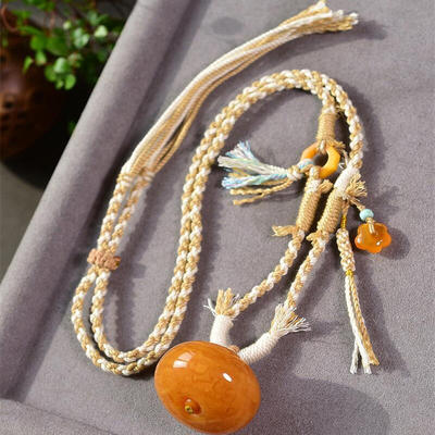 天然胶皮料原矿鸡油红蜜蜡柿子吊坠女款项链26.5克无优化无烤色凯