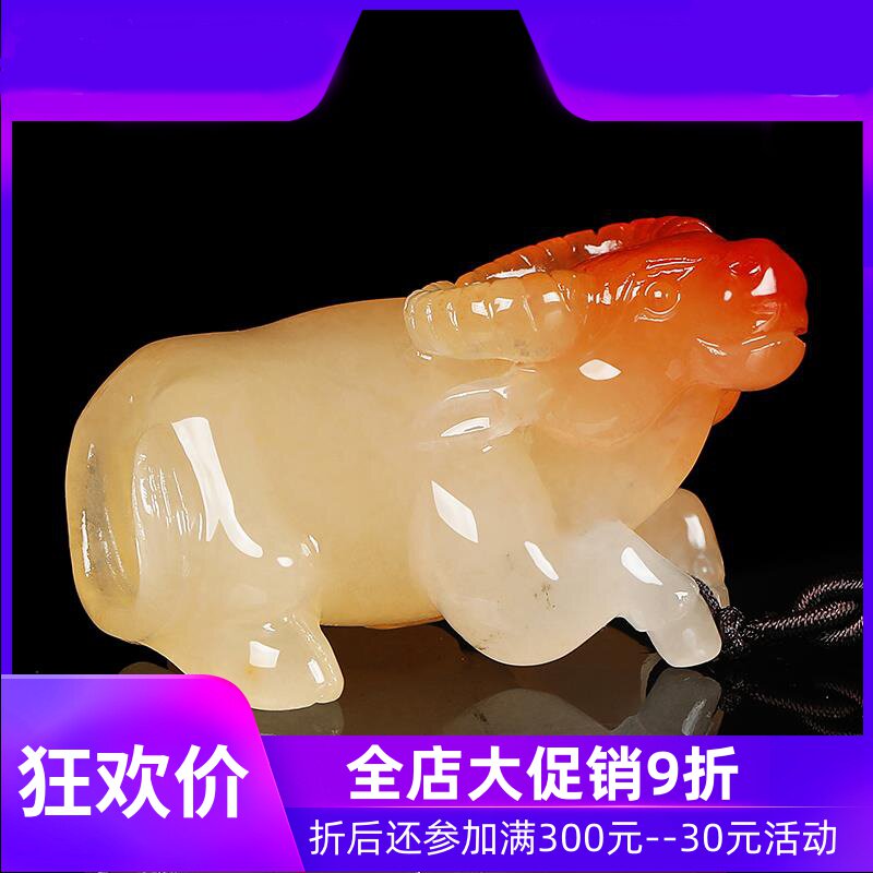 云南龙陵黄龙玉生肖牛把件天然玉石玉器男款手玩件含证书dcl