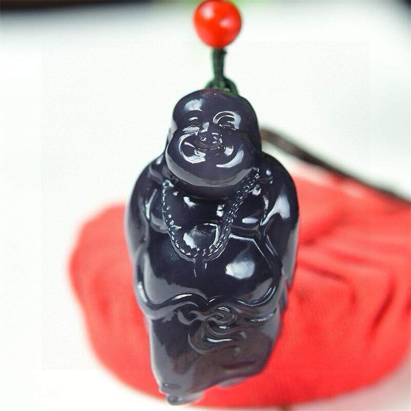 天然新疆和田玉帝王紫烟紫青玉佛玉坠吊坠项链玉质细腻27.0g犹