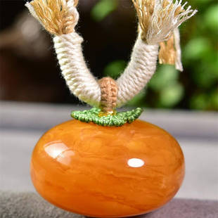 天然胶皮料原矿鸡油红蜜蜡柿子吊坠女款 项链26.5克无优化无烤色凯