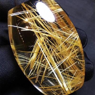 天然水晶巴西钛晶金发晶桶珠项链吊坠53.8克钛晶板钛猫眼原矿贺