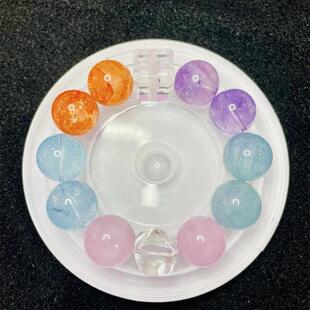 五行天然水晶多宝手链手串红胶花海蓝宝紫锂辉绿莹拉丝紫水晶白幽