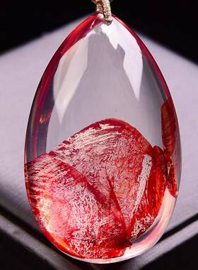 天然全包裹红胶花水滴吊坠 毛衣项链规格61*39*23mm 重116.2克ss0