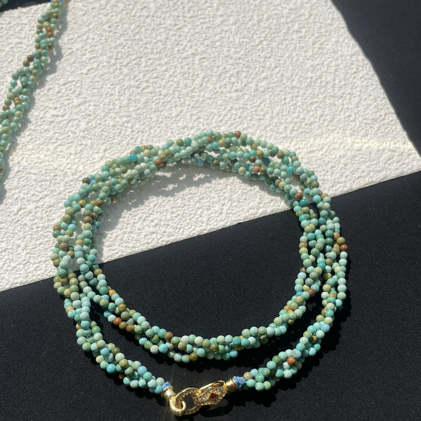 天然湖北原矿高瓷绿松石糖果色彩虹麻花链手链手串玻璃瓷925银