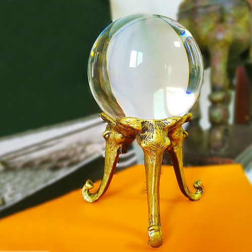 纯铜招财礼品书柜办公桌水晶球