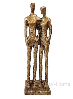 美式轻奢抽象人物情侣雕塑铸铁工艺品酒店样板房书桌办公桌摆件