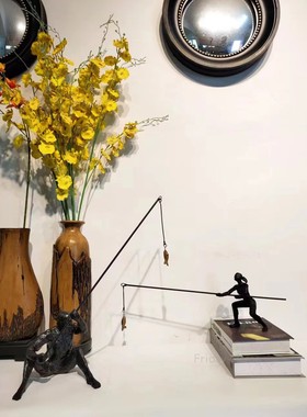 铁装饰美式乡村玄关钓鱼摆件