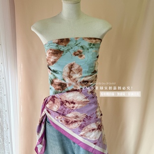 Nii小星球原创设计印花丝巾韩版新款大方巾高级感可做上衣抹胸女