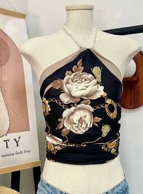 2025新款高级感山茶花丝巾辣妹欧美风可做内搭抹胸大方巾防晒头巾