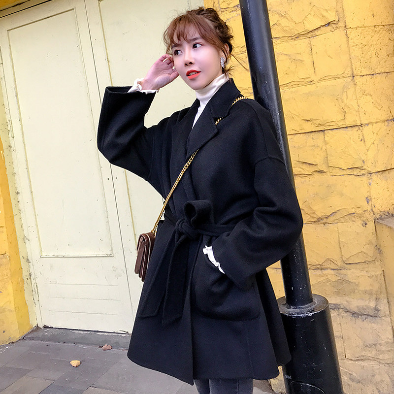 双面羊绒大衣女2019年新款秋冬高端小个子短款黑色羊驼绒毛呢外套|msdalam kategori Butik wanita / wanita, bulu kot - dari Buy2taobao.com untuk memberikan perkhidmatan ejen Taobao profesional membeli