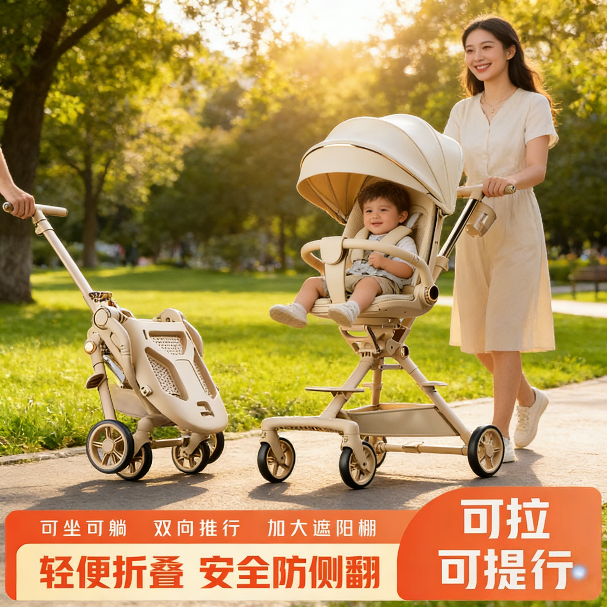 婴儿推车高景观溜娃推车手