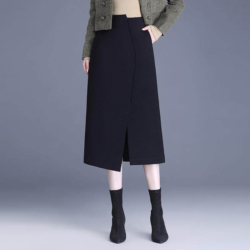 时尚不规则开叉包臀半身裙女2024秋季新款韩版显瘦一步职业中长裙,女装/女士精品,半身裙,淘宝优惠券,粉丝福利购,淘宝优惠卷