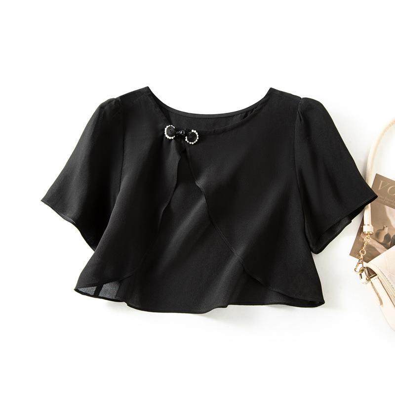 外搭小披肩罩衫夏季薄款圆领百搭显瘦配吊带裙短袖开衫上衣女