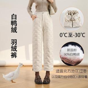 加绒加厚垂感羽绒裤 轻薄羽绒裤 女外穿冬保暖防风抗寒高腰休闲棉裤