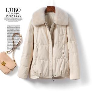 海宁绵羊皮羽绒服女中长款狐狸毛皮草连帽2025冬季新皮皮衣外套