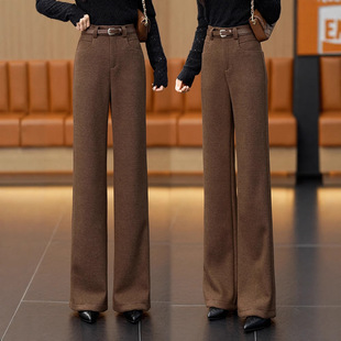 醋酸羊毛裤女后妈裤高腰显瘦喇叭裤秋冬季休闲西装裤长裤休闲裤