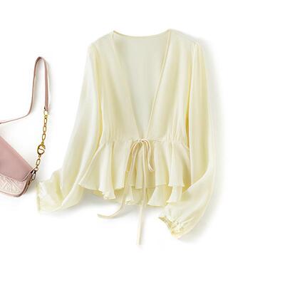 2026春夏新款女装OL气质真丝开衫桑蚕丝上衣85163