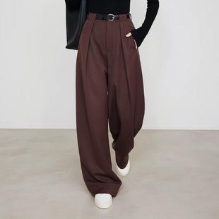 子25春季 安哥拉红裤 垂感设计感垂感加长 阔腿裤 老钱风醋酸羊毛西装