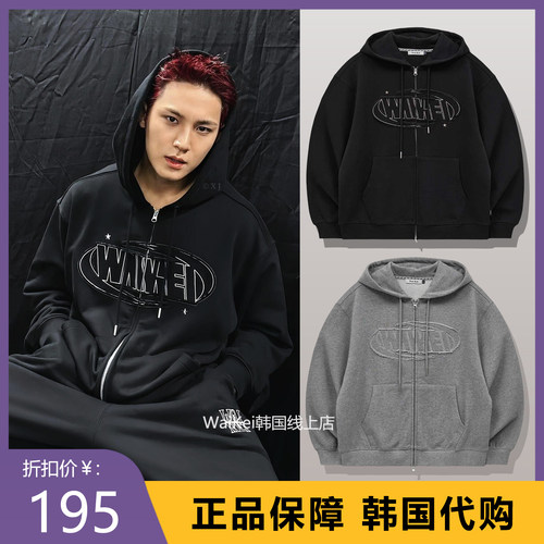 韩国潮牌waikei金珉奎同款卫衣外套拉链连帽开衫春秋新款纯棉男女