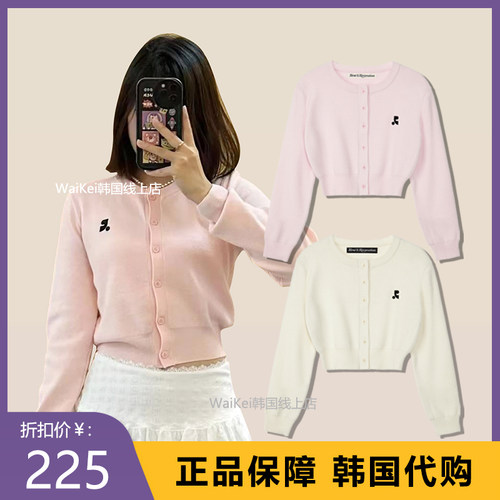 韩国潮牌restandrecreation毛针织衫外套女修身RR开衫长袖赵露思