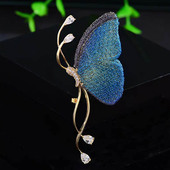 中国风刺绣蝴蝶胸针女高档奢华别针高级感气质精致西装 胸花潮 时尚