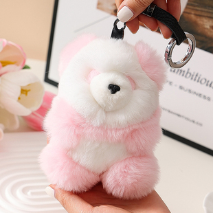 软萌可爱獭兔毛小熊猫挂饰个性创意毛绒公仔玩偶钥匙扣包挂件礼物