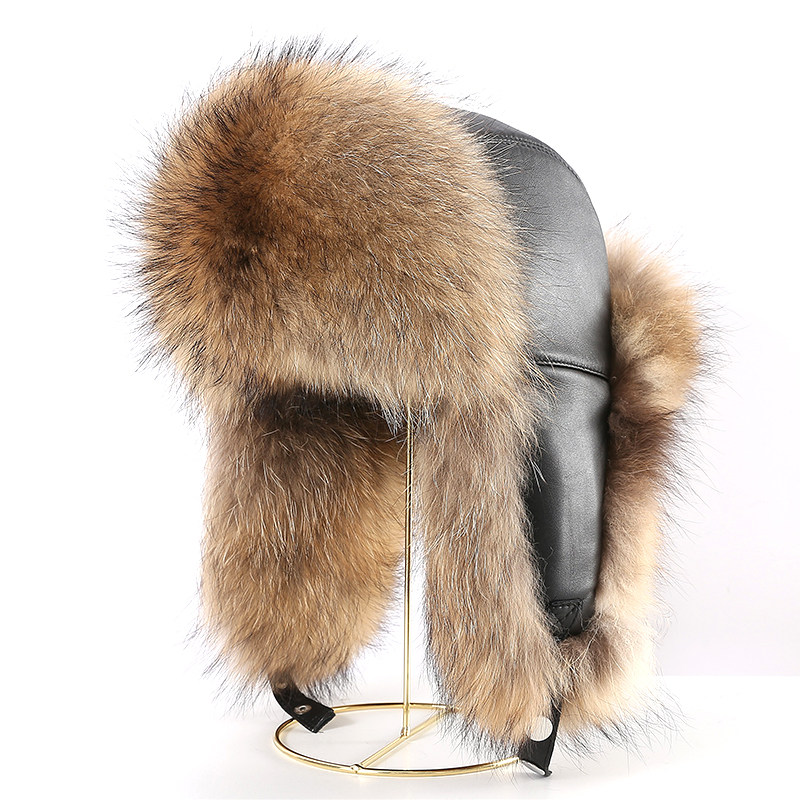 男女冬季貉子毛雷锋帽狐狸毛户外防寒保暖帽子加厚护耳真皮帽棉帽