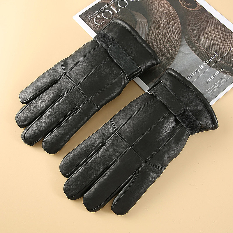 冬加厚真皮毛一体手套电动摩托车骑车五指加棉防寒滑雪男女皮手套
