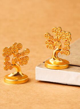 摇钱树小摆件 合金属镀金发财树办公室微观小摆件创意招财装饰品