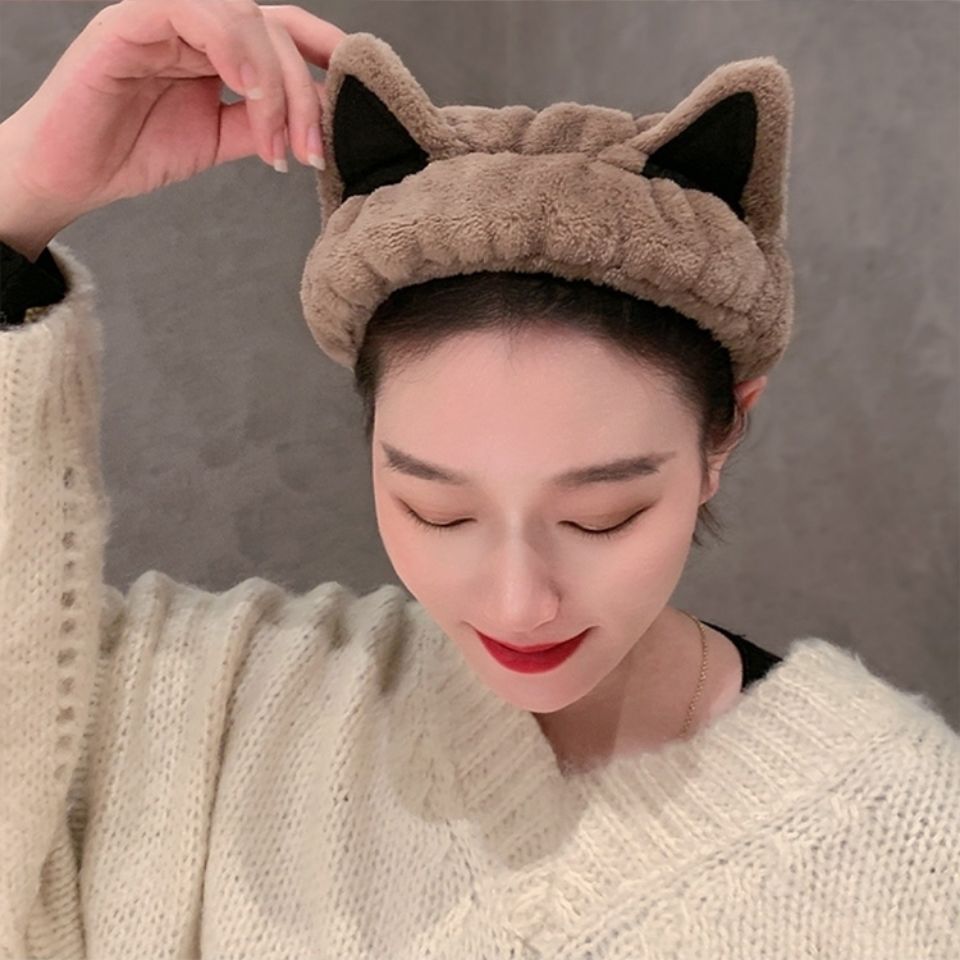 唯品会可爱毛绒猫咪耳朵束发带