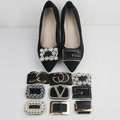 多穿鞋 饰扣鞋 面饰品配件浅口工作鞋 装 花 可拆卸魔术贴不伤鞋 一鞋