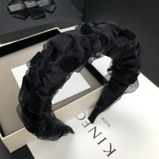 今年流行 发捆头饰 发箍女波点褶皱网纱头箍高颅顶发卡2026年新款