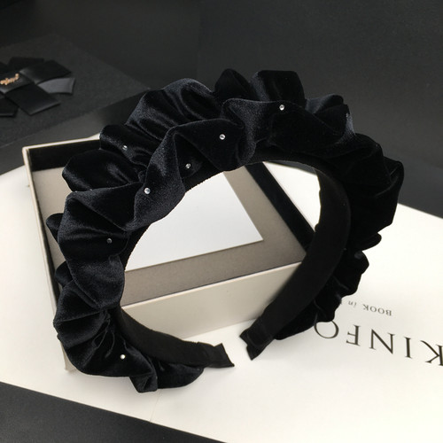 发箍丝绒布艺日韩褶皱高颅顶头箍