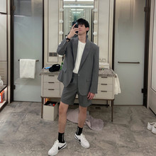 SC/春夏男士西服套装两件套韩版潮流宽松青年休闲小西装外套男潮