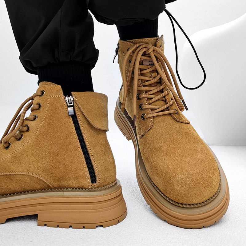 厚底踢不烂大黄靴拉链户外马丁靴