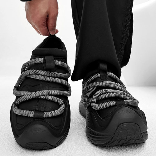 小众半托雪地靴男女冬季加绒保暖厚底增高面包棉鞋户外运动老爹鞋