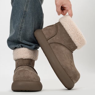 冬季加绒厚底小土豆雪地靴男女户外保暖勃肯棉鞋丑萌大头马丁靴潮