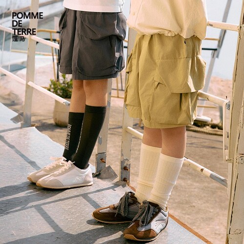 蓬马大童短裤子工装大口袋棉麻混纺春夏装男女儿童pomme de terre
