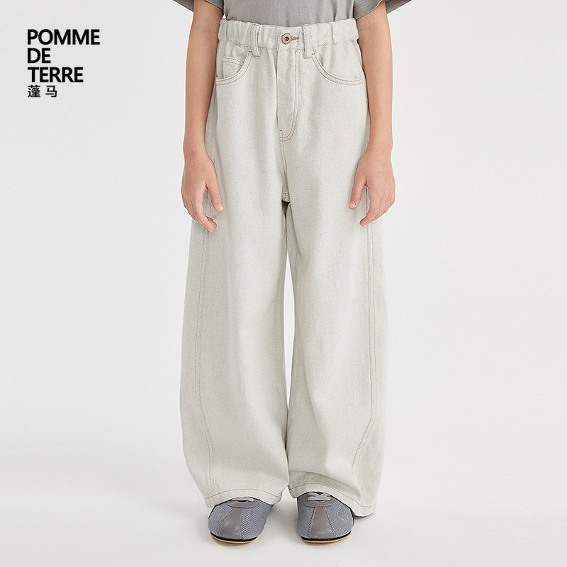 [牛仔新款]蓬马大童弯刀裤棉质裤子26春装男女儿童pomme de terre,童装/婴儿装/亲子装,儿童牛仔裤,淘宝优惠券,粉丝福利购,淘宝优惠卷