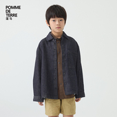 terre 棉麻混纺25春装 男女儿童pomme 新款 蓬马大童牛仔衬衫