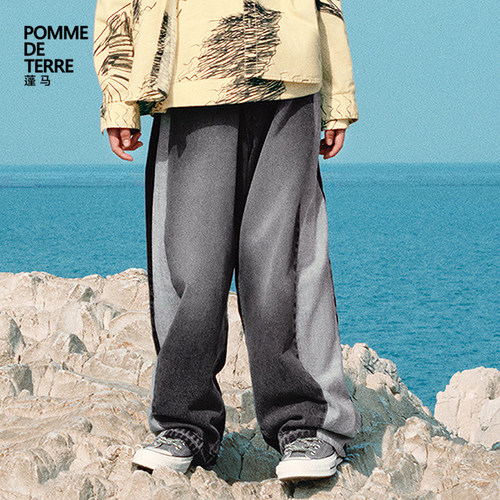 pomme蓬马裤子宽松牛仔直筒长裤
