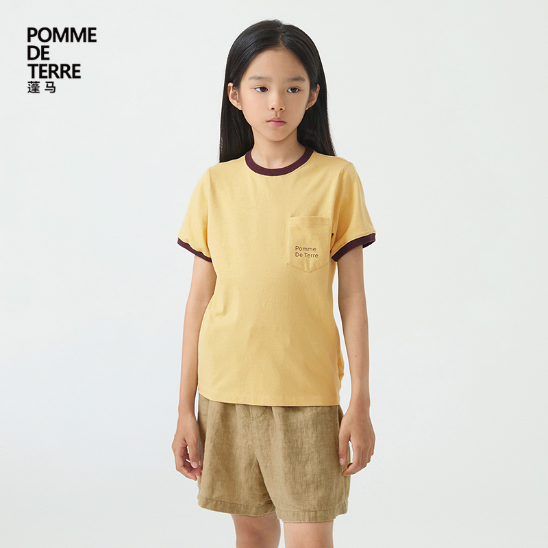 [新款]蓬马大童短袖T恤棉logo印花25夏装男女儿童pomme de terre