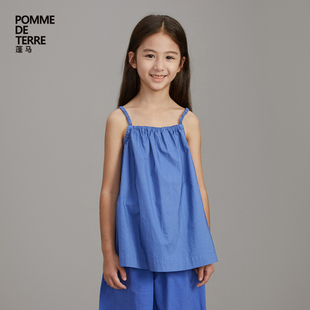 蓬马大童吊带背心棉A版公主可爱纯色春夏装女儿童pomme de terre