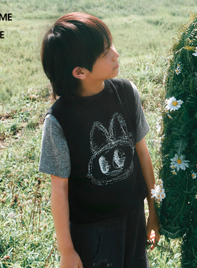 [新款]蓬马大童毛衣背心兔子图案棉25秋装男女儿童pomme de terre