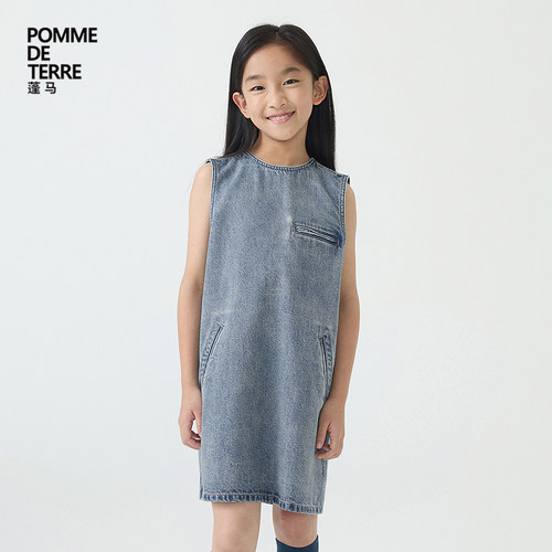 pomme蓬马无袖牛仔连衣裙